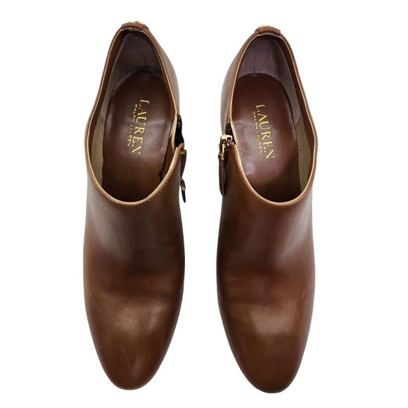 Lauren Ralph Lauren Women's Polo Tan Aubree Leather Ankle Bootie - 10 B - Picture 4 of 8